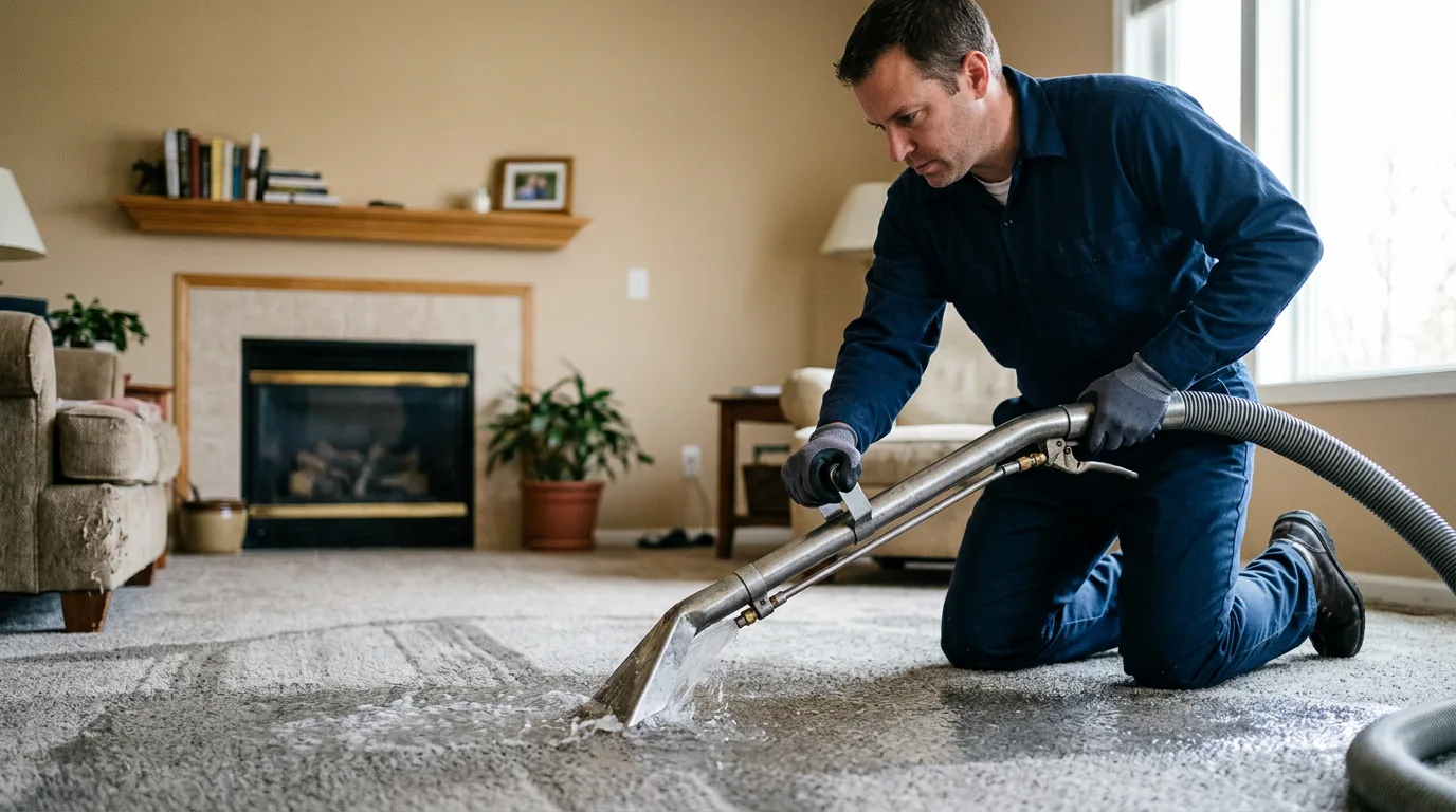 Water damage restoration technician working near Willowbrook, IL